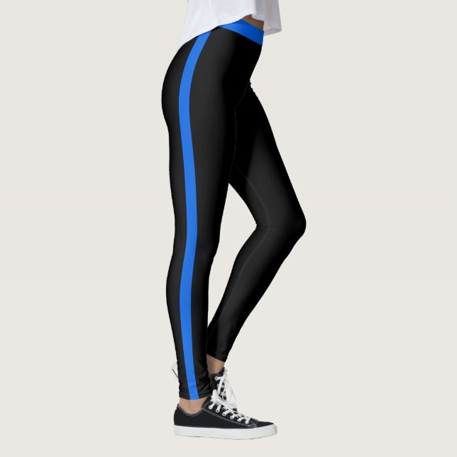Blaue Streifen Schwarze Leggings - Ihre Farben (Rechts)