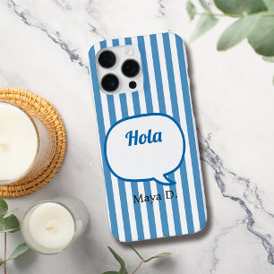 Blaue Streifen Sprechblase Personalisieren iPhone 16 Pro Max Hülle