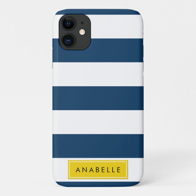Blaue Streifen, Streifen, Ihr Name Case-Mate iPhone Hülle (Rückseite)
