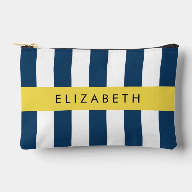 Blaue Streifen, Streifen, Ihr Name Zubehörtasche (Vorderseite)