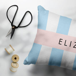 Blaue Streifen, Streifen, Linien, Ihr Name Kissenbezug