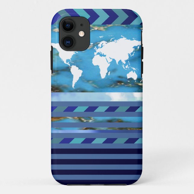 Blaue Streifen türkis Case-Mate iPhone Hülle (Rückseite)