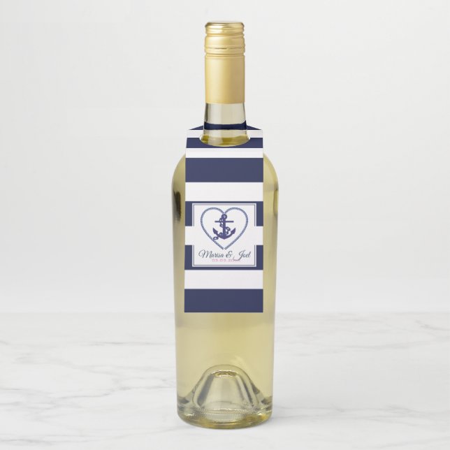 Blaue Streifen und Anker Flaschenanhänger (Auf Flasche)
