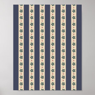 Blaue Streifen und Blume Poster