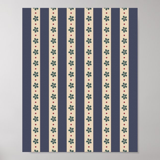 Blaue Streifen und Blume Poster (Vorne)