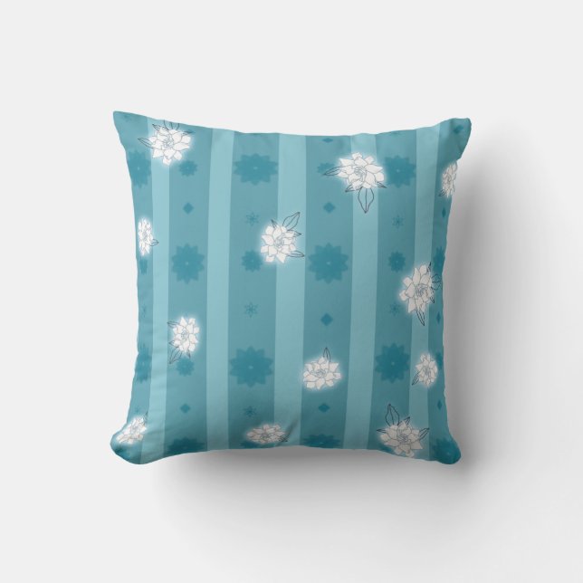 Blaue Streifen und Gardenie Kissen (Vorderseite)