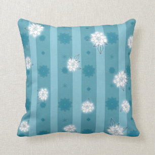 Blaue Streifen und Gardenie Kissen