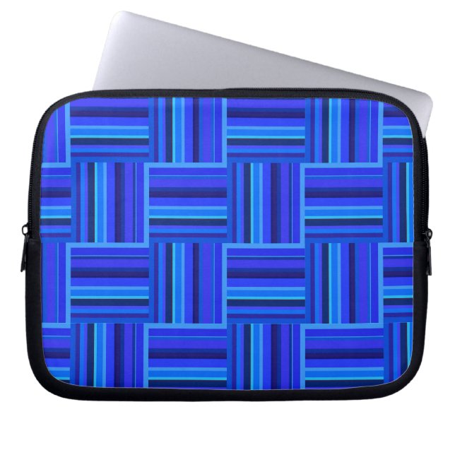 Blaue Streifen Webmuster Laptopschutzhülle (Vorderseite)