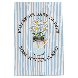 Blaue Streifen-Weckglas-Babyparty-Mittelstück Mittlere Geschenktüte