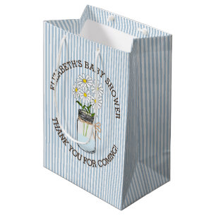 Blaue Streifen-Weckglas-Babyparty-Mittelstück Mittlere Geschenktüte