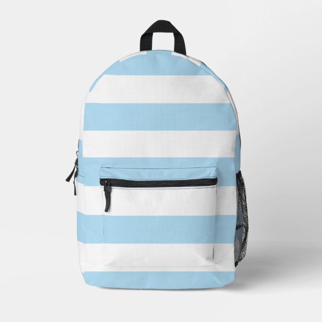 Blaue Streifen, weiße Streifen, gestreiftes Muster Bedruckter Rucksack (Vorderseite)