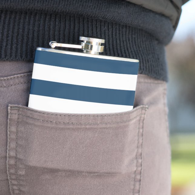 Blaue Streifen, weiße Streifen, gestreiftes Muster Flachmann (Beispiel)