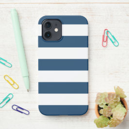 Blaue Streifen, weiße Streifen, gestreiftes Muster iPhone 12 Hülle