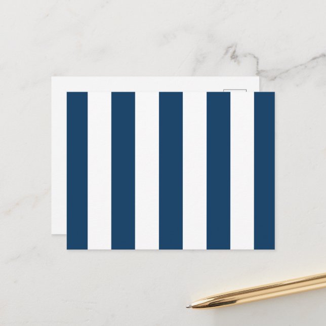 Blaue Streifen, weiße Streifen, gestreiftes Muster Postkarte (Vorderseite/Rückseite Beispiel)