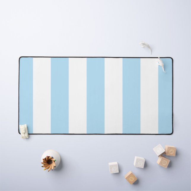 Blaue Streifen, weiße Streifen, gestreiftes Muster Schreibtischunterlage (Kindertisch)