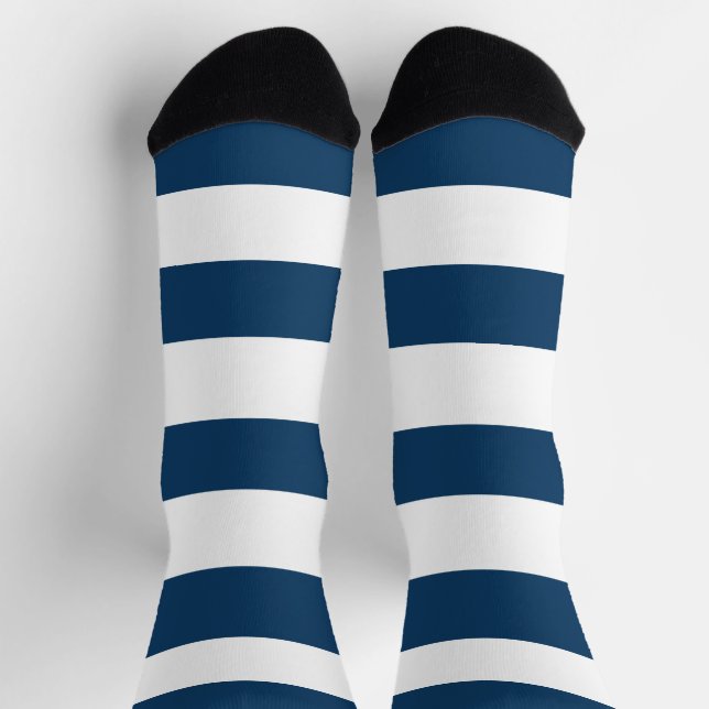 Blaue Streifen, weiße Streifen, gestreiftes Muster Socken (Oben)