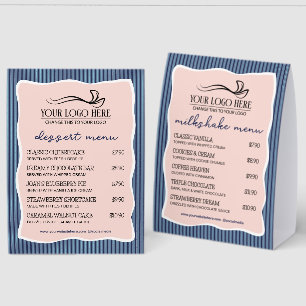 Blaue Streifen Wellige Rahmen Restaurant Café Spei Tischaufsteller