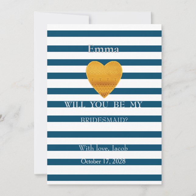 Blaue Streifen werden Sie meine Bridesmaid Einladu Einladung (Vorderseite)