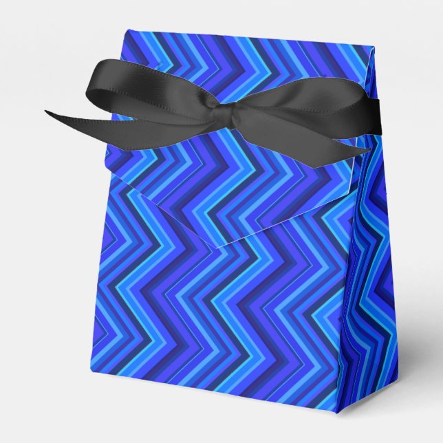 Blaue Streifen Zickzack-Muster Geschenkschachtel (Vorderseite)