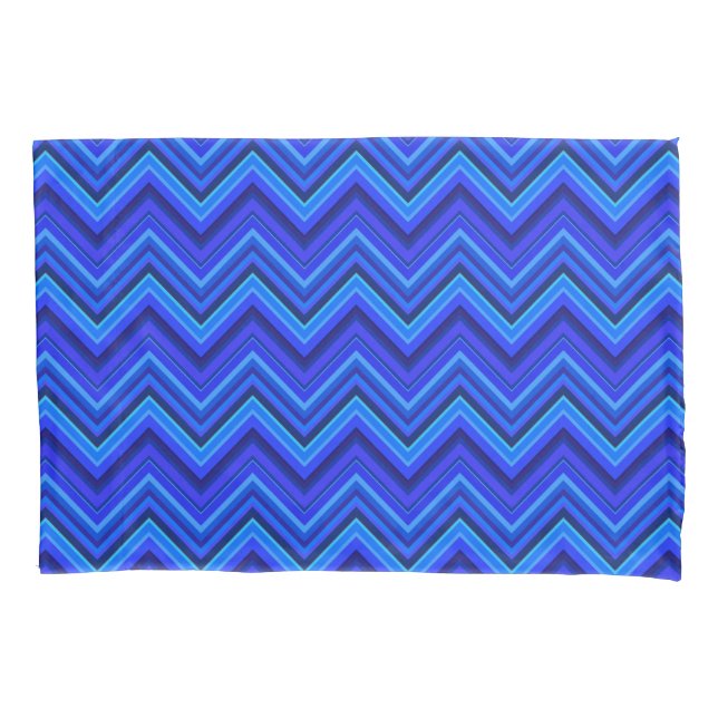 Blaue Streifen Zickzack-Muster Kissenbezug (Vorderseite)