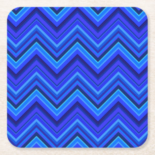 Blaue Streifen Zickzack-Muster Rechteckiger Pappuntersetzer