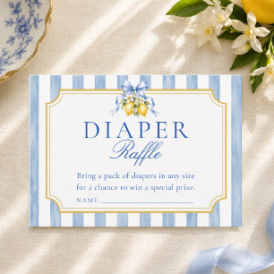 Blaue Streifen Zitrone Baby Shower Windel-Raffel-T Begleitkarte