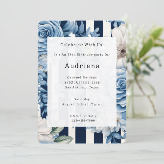 Blaue Streifen zum Geburtstag Einladung