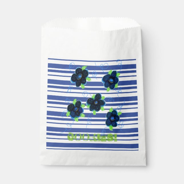 Blaue Streifenmuster Geschenktütchen (Vorderseite)