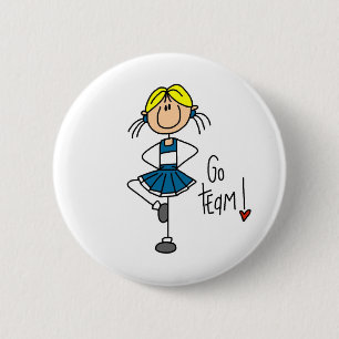 Blaue Strichmännchen-Cheerleader-T - Shirts und Button
