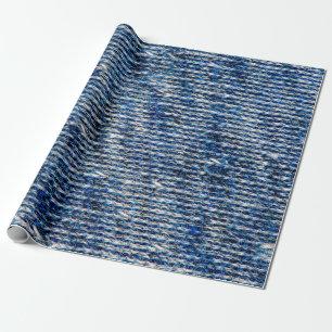 Blaue Strickwolltextur Geschenkpapier