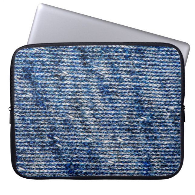 Blaue Strickwolltextur Laptopschutzhülle (Vorderseite)