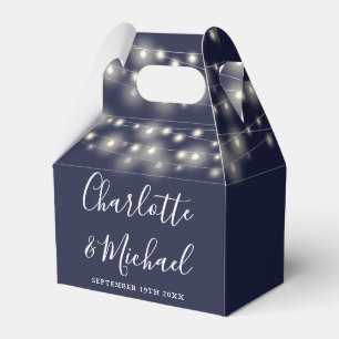 Blaue String-Lichter Signatur Schrift Hochzeit Geschenkschachtel