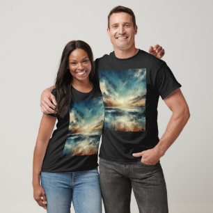 Blaue stürmische Meereslandschaft altes Foto T-Shirt