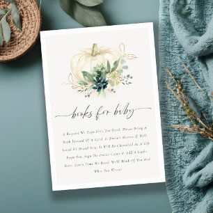 Blaue Sukkulenten-Kürbis-Bücher für Baby Shower Begleitkarte