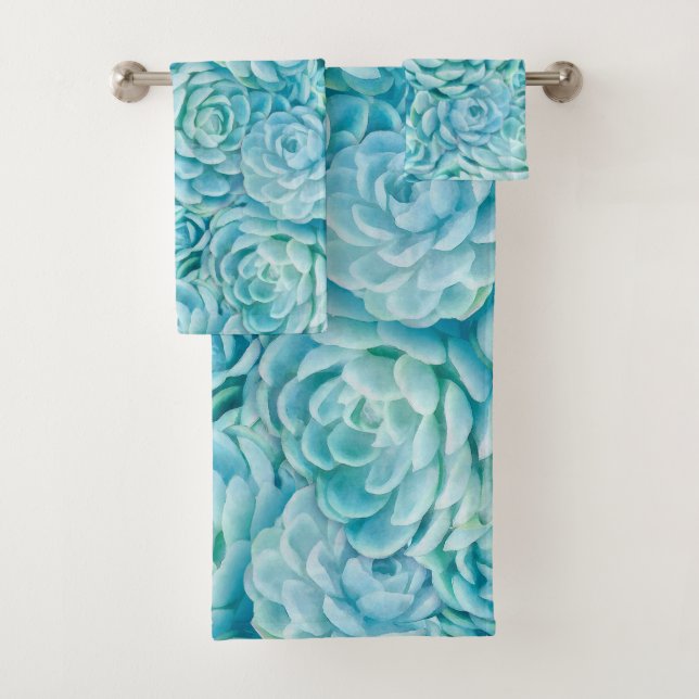 Blaue Sukkuline Badhandtuch Set (Insitu)