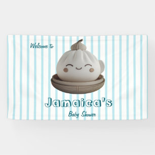 Blaue Süße Klößchen Willkommen Baby Shower Banner 