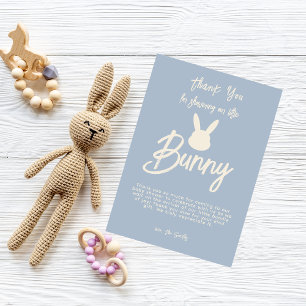 Blaue süße Schrift Häschen-Baby-Party Dankeskarte
