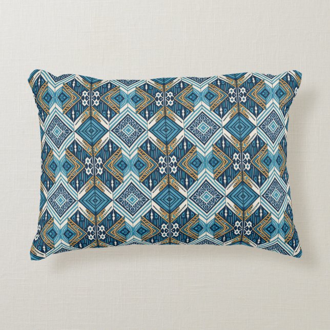 Blaue Symetrisches Boho Muster 18583 b xl Dekokissen (Vorderseite)