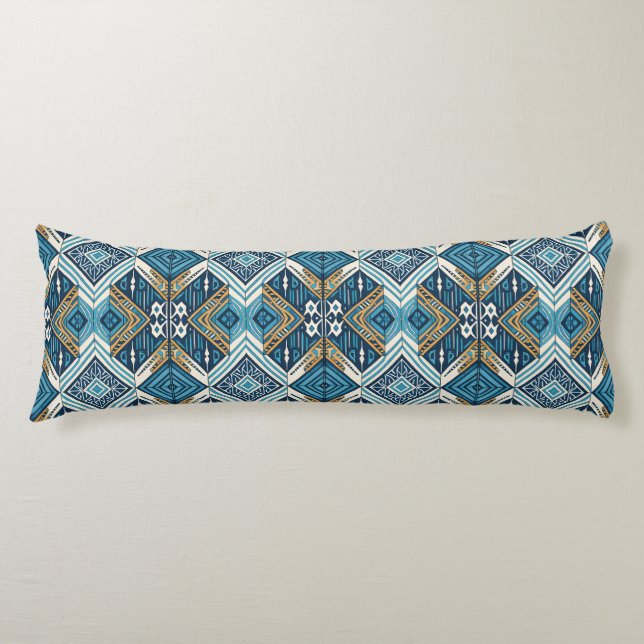 Blaue Symetrisches Boho Muster 18583 b xl Seitenschläferkissen (Vorderseite)