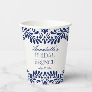 Blaue Talavera-Fliese Spanische Fiesta-Bridal-Brun Pappbecher