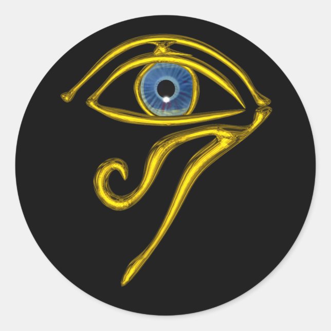 BLAUE TALISMAN / GOLD HORUS AUGE RUNDER AUFKLEBER (Vorderseite)