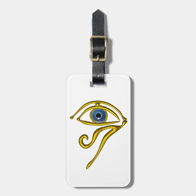 BLAUE TALISMAN, GOLD HORUS AUGE Schwarz-weiß Gepäckanhänger (Vorderseite vertikal)