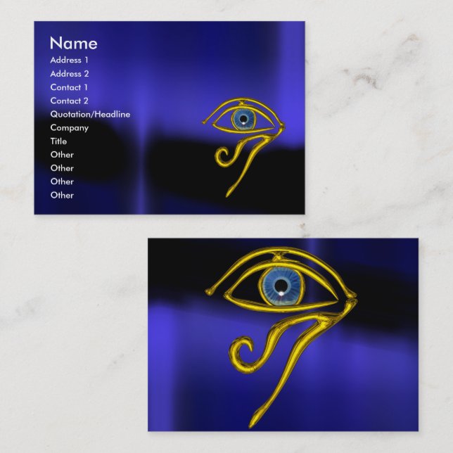BLAUE TALISMAN / GOLD HORUS AUGE VISITENKARTE (Vorne/Hinten)