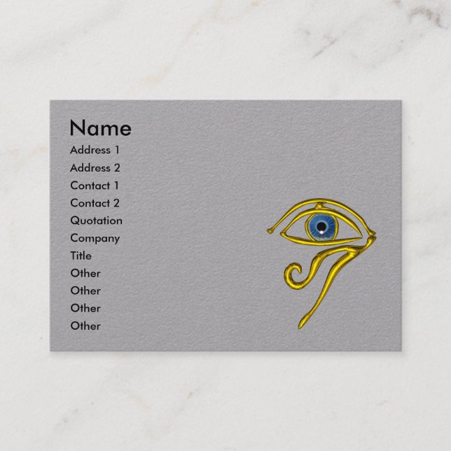 BLAUE TALISMAN Gold Horus Eye, Graupapier Visitenkarte (Vorderseite)