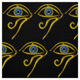 BLAUE TALISMAN HORUS EYE Gold Black Egytian Patter Stoff