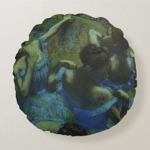 Blaue Tänzerinnen von Edgar Degas, Vintage Impress Rundes Kissen
