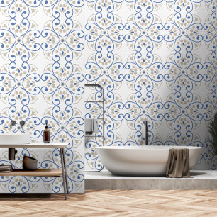 Blaue Tapete im mediterranen Stil