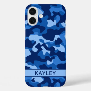 Blaue Tarnung Personalisiert iPhone 16 Plus Hülle