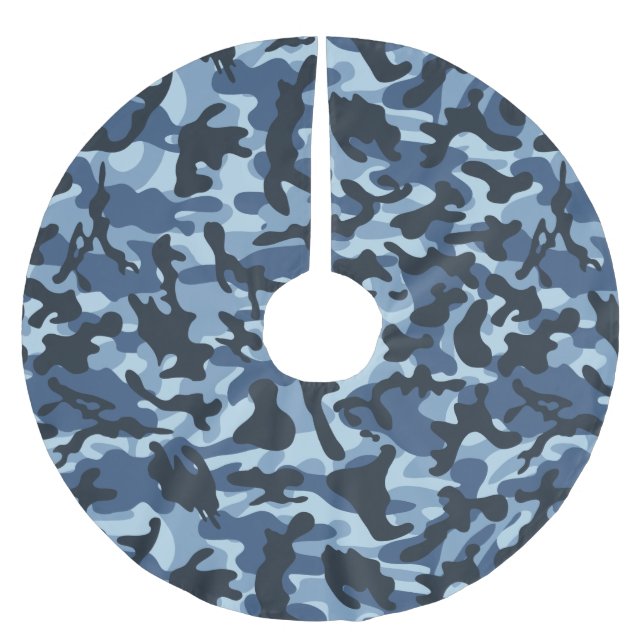Blaue Tarnung   Polyester Weihnachtsbaumdecke (Vorderseite)