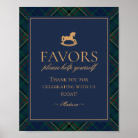 Blaue Tartan-Karo-Schaukelpferd-Geschenke-Schilder